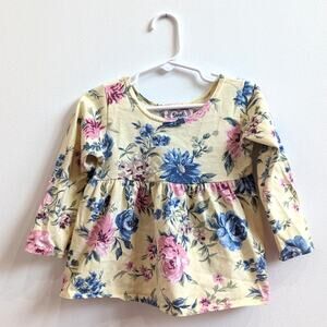 Vtg Swat Long Sleeve Shirt Girls Sz 2-3T Yellow Floral 90s Babydoll